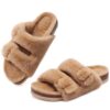 Fuzzy Slippers for Women with Cork Footbed