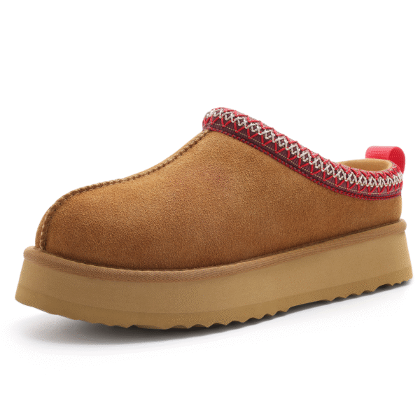 Genuine Suede Platform Slippers for Women